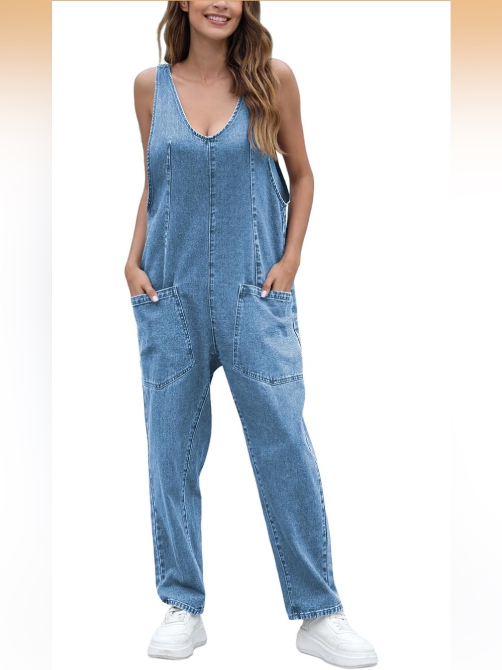 NWOT Denim Pocket Overalls - Blue Women Jeans - Picture 3 of 8
